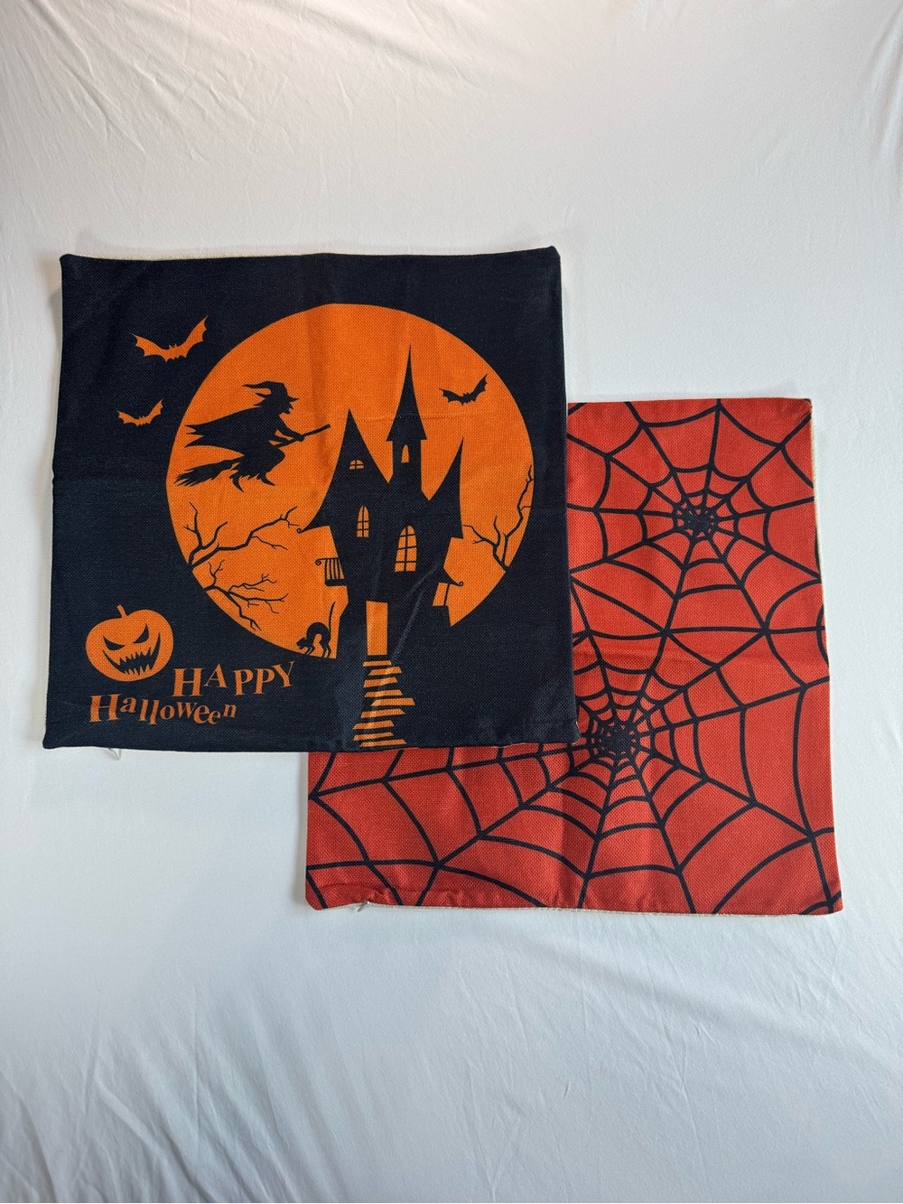 Halloween Throw Pillow Covers w/zippers set of 2- 17" x 17" Indoor/Outdoor